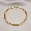 Oro Laminado Basic Bracelet, Gold Filled Style Miami Cuban Design, Polished, Golden Finish, 5.223.013.07 (120 Gauge, 04 MM Thickness, 7 Inches Length)