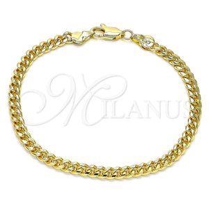 Oro Laminado Basic Bracelet, Gold Filled Style Miami Cuban Design, Polished, Golden Finish, 5.223.013.07 (120 Gauge, 04 MM Thickness, 7 Inches Length)