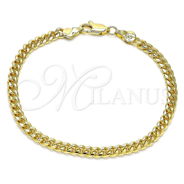 Oro Laminado Basic Bracelet, Gold Filled Style Miami Cuban Design, Polished, Golden Finish, 5.223.013.07 (120 Gauge, 04 MM Thickness, 7 Inches Length)