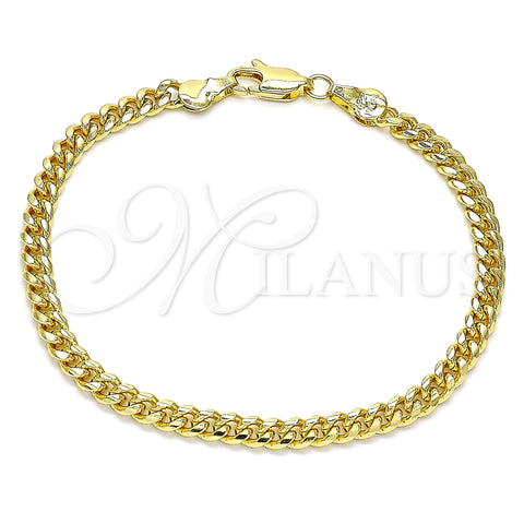 Oro Laminado Basic Bracelet, Gold Filled Style Miami Cuban Design, Polished, Golden Finish, 5.223.013.07 (120 Gauge, 04 MM Thickness, 7 Inches Length)