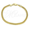 Oro Laminado Basic Bracelet, Gold Filled Style Miami Cuban Design, Polished, Golden Finish, 5.223.013.07 (120 Gauge, 04 MM Thickness, 7 Inches Length)