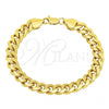 Oro Laminado Basic Bracelet, Gold Filled Style Miami Cuban Design, Polished, Golden Finish, 5.223.011.08 (200 Gauge, Thickness, 8 Inches Length)