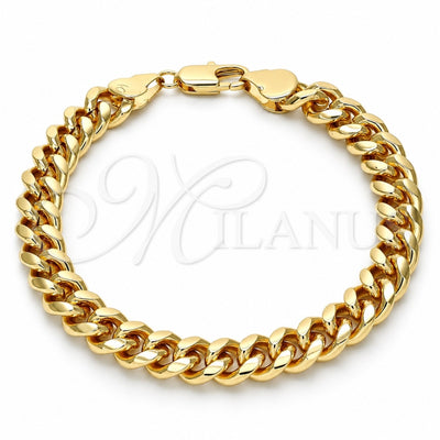 Oro Laminado Basic Bracelet, Gold Filled Style Miami Cuban Design, Polished, Golden Finish, 5.223.010.08 (230 Gauge, 08 MM Thickness, 8 Inches Length)