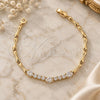 Oro Laminado Tennis Bracelet, Gold Filled Style with White Cubic Zirconia, Polished, Golden Finish, 5.026.002 (05 MM Thickness, 8 Inches Length)