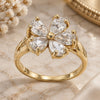 Oro Laminado Multi Stone Ring, Gold Filled Style Flower Design, with White Cubic Zirconia, Polished, Golden Finish, 5.172.026.06 (Size 6)