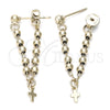 Oro Laminado Long Earring, Gold Filled Style Cross Design, Polished, Golden Finish, 5.219.013