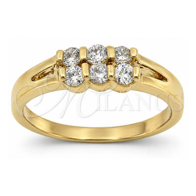 Oro Laminado Multi Stone Ring, Gold Filled Style with White Cubic Zirconia, Polished, Golden Finish, 5.167.027.06 (Size 6)