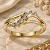 Oro Laminado Multi Stone Ring, Gold Filled Style with White Cubic Zirconia, Polished, Golden Finish, 5.166.019.07 (Size 7)
