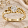Oro Laminado Multi Stone Ring, Gold Filled Style Leaf Design, with White Cubic Zirconia, Polished, Golden Finish, 5.166.020.06 (Size 6)