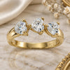 Oro Laminado Multi Stone Ring, Gold Filled Style Heart Design, with White Cubic Zirconia, Polished, Golden Finish, 5.165.024.06 (Size 6)