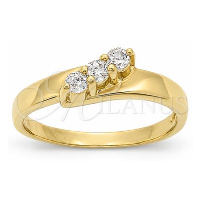 Oro Laminado Multi Stone Ring, Gold Filled Style with White Cubic Zirconia, Polished, Golden Finish, 5.166.017.07 (Size 7)