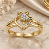 Oro Laminado Multi Stone Ring, Gold Filled Style Flower Design, with White Cubic Zirconia, Polished, Golden Finish, 5.166.013.06 (Size 6)
