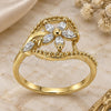 Oro Laminado Multi Stone Ring, Gold Filled Style Flower Design, with White Cubic Zirconia, Polished, Golden Finish, 5.166.007.06 (Size 6)