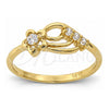 Oro Laminado Multi Stone Ring, Gold Filled Style Flower Design, with White Cubic Zirconia, Polished, Golden Finish, 5.165.033.06 (Size 6)