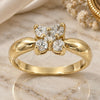 Oro Laminado Multi Stone Ring, Gold Filled Style Flower Design, with White Cubic Zirconia, Polished, Golden Finish, 5.166.016.06 (Size 6)