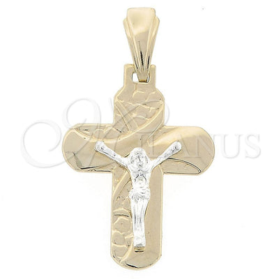 Oro Laminado Religious Pendant, Gold Filled Style Crucifix Design, Polished, Tricolor, 43.014 for wholesale, main product view