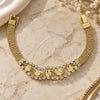 Oro Laminado Fancy Bracelet, Gold Filled Style with White Cubic Zirconia, Polished, Golden Finish, 5.022.009 (13 MM Thickness, 8 Inches Length)