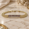Oro Laminado Fancy Bracelet, Gold Filled Style with Ruby and White Cubic Zirconia, Polished, Golden Finish, 5.011.010.1 (08 MM Thickness, 7 Inches Length)