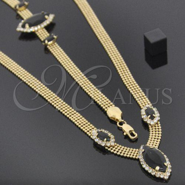 Oro Laminado Necklace and Bracelet, Gold Filled Style with White Cubic Zirconia, Polished, Golden Finish, 5.013.002