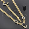 Oro Laminado Necklace and Bracelet, Gold Filled Style with White Cubic Zirconia, Polished, Golden Finish, 5.013.002