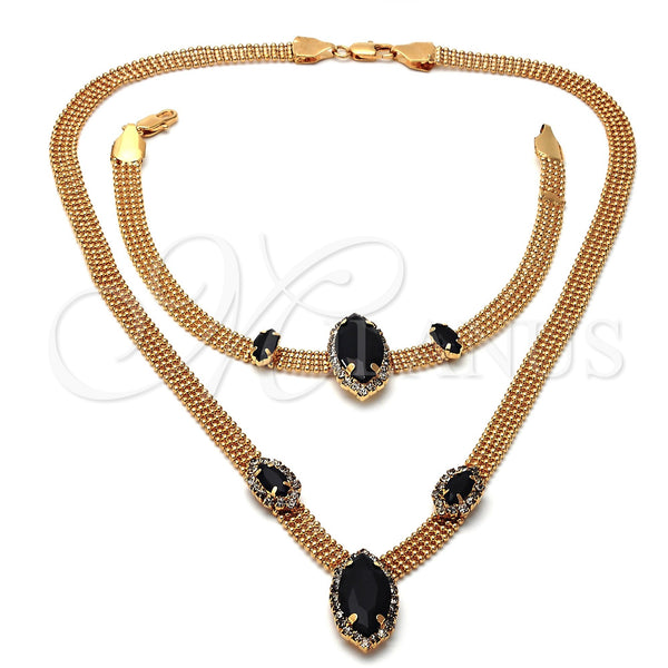 Oro Laminado Necklace and Bracelet, Gold Filled Style with White Cubic Zirconia, Polished, Golden Finish, 5.013.002