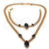 Oro Laminado Necklace and Bracelet, Gold Filled Style with White Cubic Zirconia, Polished, Golden Finish, 5.013.002