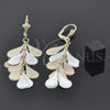 Oro Laminado Long Earring, Gold Filled Style Teardrop Design, Polished, Tricolor, 77.015