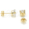 Oro Laminado Stud Earring, Gold Filled Style with White Cubic Zirconia, Polished, Golden Finish, 5.128.019