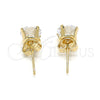 Oro Laminado Stud Earring, Gold Filled Style with White Cubic Zirconia, Polished, Golden Finish, 5.128.019