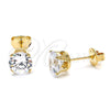 Oro Laminado Stud Earring, Gold Filled Style with White Cubic Zirconia, Polished, Golden Finish, 5.128.019