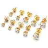 Oro Laminado Stud Earring, Gold Filled Style with White Cubic Zirconia, Polished, Golden Finish, 5.128.019