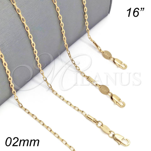 Oro Laminado Basic Necklace, Gold Filled Style Rolo Design, Polished, Golden Finish, 5.223.022.16 (0.60 Gauge, 02 MM Thickness, 16 Inches Length)
