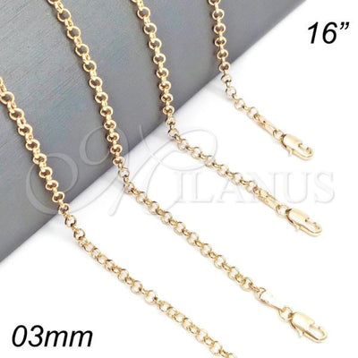 Oro Laminado Basic Necklace, Gold Filled Style Rolo Design, Polished, Golden Finish, 5.223.021.16 (0.80 Gauge for wholesale, main product view