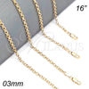 Oro Laminado Basic Necklace, Gold Filled Style Rolo Design, Polished, Golden Finish, 5.223.021.16 (0.80 Gauge, 03 MM Thickness, 16 Inches Length)