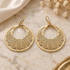 Oro Laminado Dangle Earring, Gold Filled Style Leaf Design, Polished, Golden Finish, 5.077.001