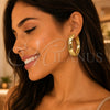 Oro Laminado Large Hoop, Gold Filled Style Flower Design, Brushed Finish, Golden Finish, 5.150.003.45