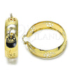 Oro Laminado Large Hoop, Gold Filled Style Flower Design, Brushed Finish, Golden Finish, 5.150.003.45
