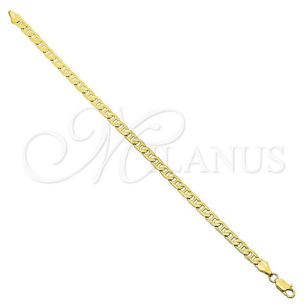 Oro Laminado Basic Bracelet, Gold Filled Style Mariner Design, Polished, Golden Finish, 5.222.024.09 (120 Gauge, 05 MM Thickness, 9 Inches Length)
