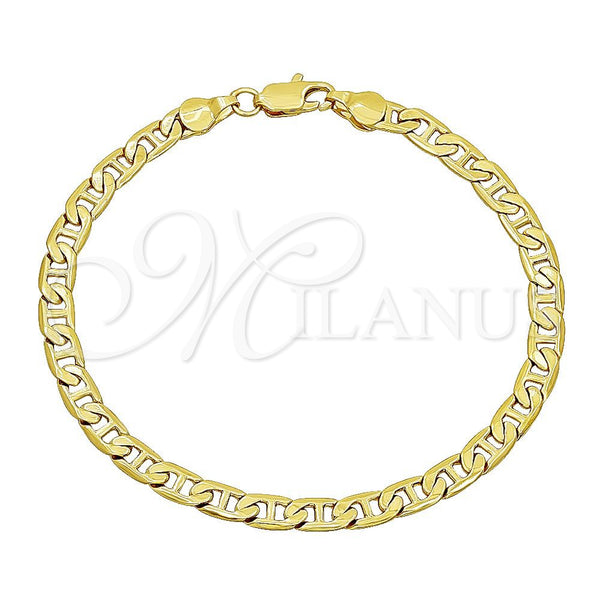 Oro Laminado Basic Bracelet, Gold Filled Style Mariner Design, Polished, Golden Finish, 5.222.024.09 (120 Gauge, 05 MM Thickness, 9 Inches Length)