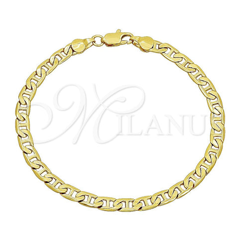 Oro Laminado Basic Bracelet, Gold Filled Style Mariner Design, Polished, Golden Finish, 5.222.024.09 (120 Gauge, 05 MM Thickness, 9 Inches Length)