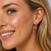 Oro Laminado Dangle Earring, Gold Filled Style Ball Design, with Brown Goldstone Venturina, Polished, Golden Finish, 5.123.011