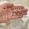 Oro Laminado Dangle Earring, Gold Filled Style Ball Design, with Brown Goldstone Venturina, Polished, Golden Finish, 5.123.011