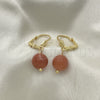 Oro Laminado Dangle Earring, Gold Filled Style Ball Design, with Brown Goldstone Venturina, Polished, Golden Finish, 5.123.011
