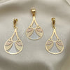 Oro Laminado Earring and Pendant Adult Set, Gold Filled Style Polished, Tricolor, 5.044.004