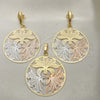 Oro Laminado Earring and Pendant Adult Set, Gold Filled Style Polished, Tricolor, 5.041.003