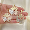 Oro Laminado Earring and Pendant Adult Set, Gold Filled Style Polished, Tricolor, 5.041.003