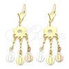 Oro Laminado Chandelier Earring, Gold Filled Style Guadalupe and Flower Design, Polished, Tricolor, 02.63.2280