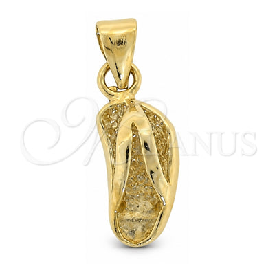Oro Laminado Fancy Pendant, Gold Filled Style Shoes Design, Diamond Cutting Finish, Golden Finish, 5.183.050