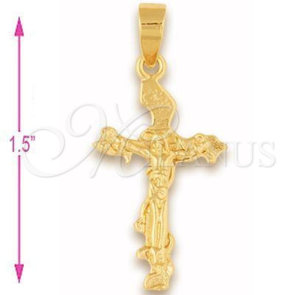 Oro Laminado Religious Pendant, Gold Filled Style Buffalo Design, Polished, Golden Finish, 5.191.018