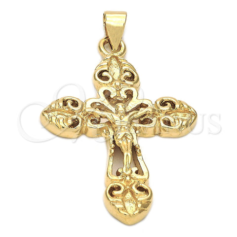 Oro Laminado Religious Pendant, Gold Filled Style Crucifix Design, Polished, Golden Finish, 5.192.024